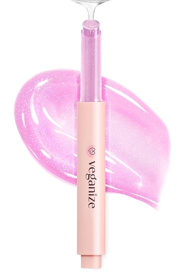 SELF BEAUTY Veganize Collagen Lip Glass Balm - Hydrating Lip w/Hyaluronic Acid - Vegan Korean Lip Balm Moisturizing Lip Care – Lip Gloss Repair for Dry Cracked Lips 0.06 oz (#11 Aurora Glitz)