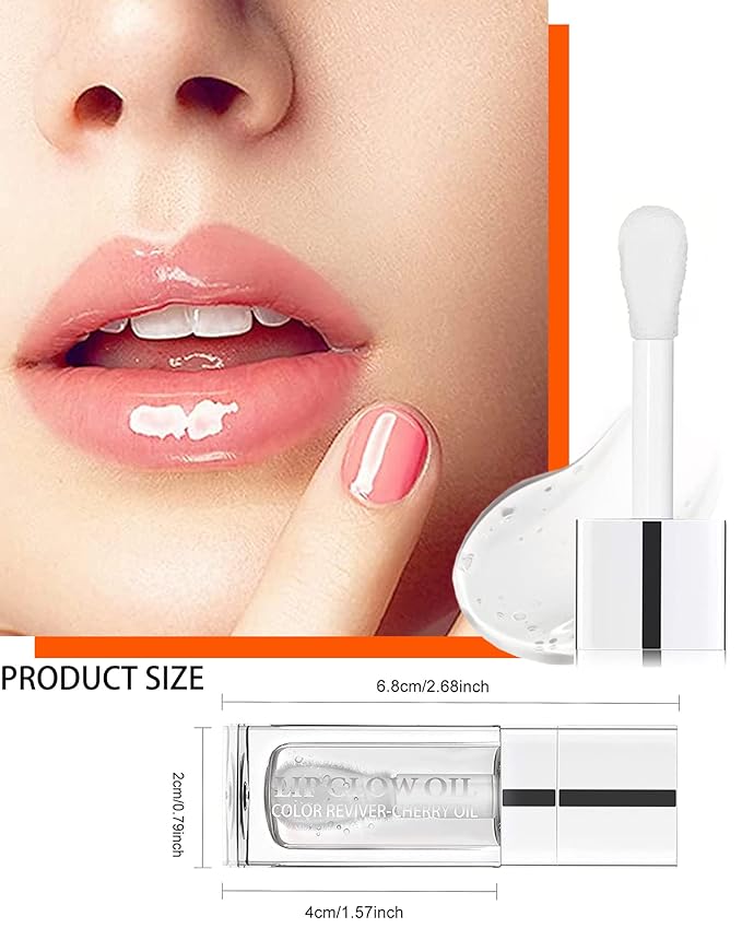 Plumping Lip Glow Oil, Hydrating Tinted Lip Oil Gloss, Transparent Toot Lip Oil, Long Lasting Lip Balm Moisturizing Glow Oil Fresh Texture, Glitter Shine Primer Lip Tint Lip Care Product-#0000