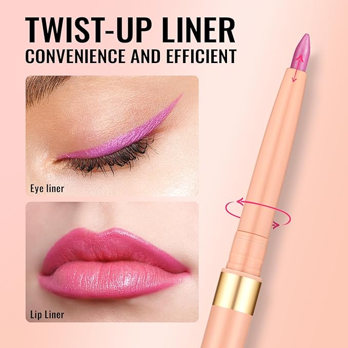 Oulac Waterproof Lipliner Pencil - Smooth and Creamy, Retractable Lip Makeup for Precision Application, Vegan & Cruelty-Free, LL09 Lilac Love Pink