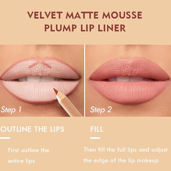 12 Colors Matte Lip Liner Pens Set，Cream Glide Lip