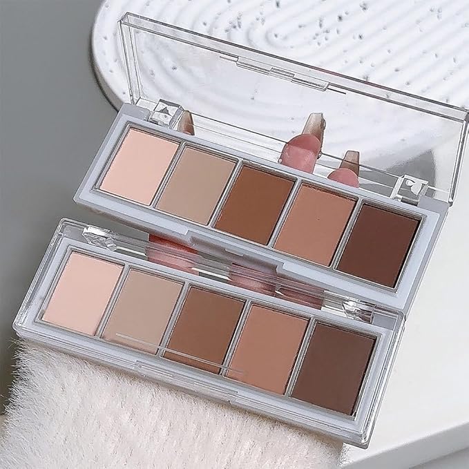 evpct 5Colors Matte Nude Eye Shadow Palette Makeup for Older Women, Nude Pink Brown Taupe Neutral Matte Smokey Cream Mini Eyeshadow Palette for Blue Green Eyes, Contour Makeup Palettes sombras de ojos