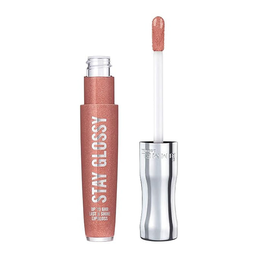 Rimmel Stay Glossy Lip Gloss - Non-Sticky and Lightweight Formula for Lip Color and Shine - 125 Down To Gloss, .18oz