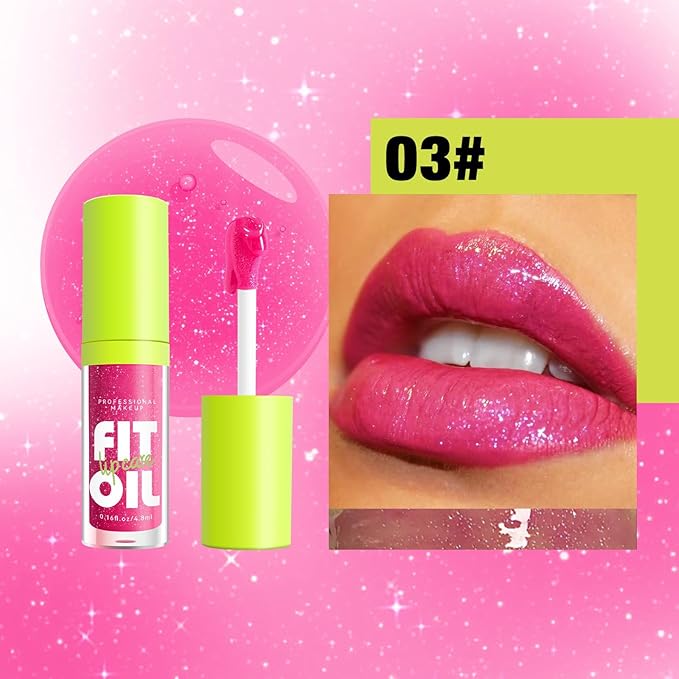 Hydrating Lip Oil, Big Brush Head Lip Glaze Shiny Transparent Lip Glow Oil, Nourishing & Fresh Clear Smooth Lip Care Plumping Lip Oil (# 03)