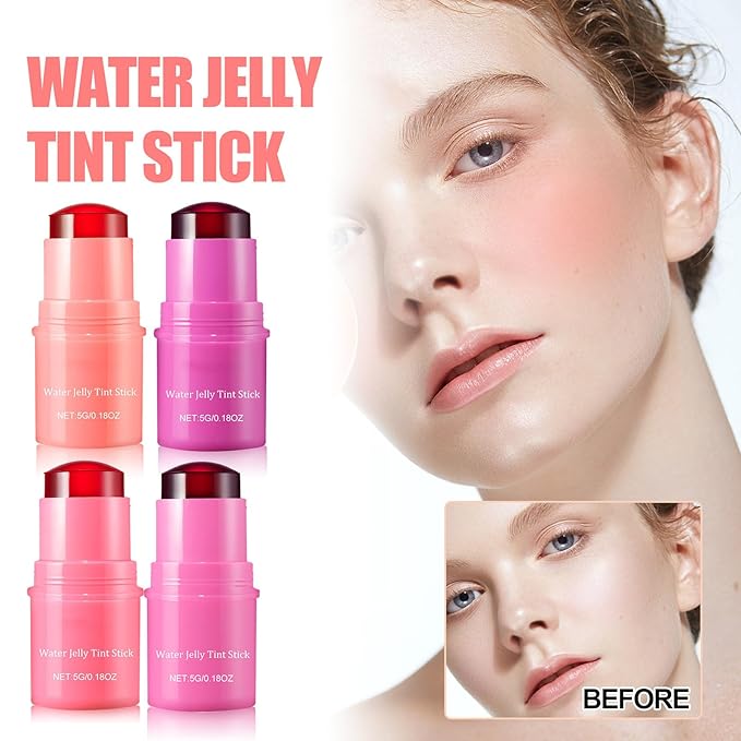 4 PCS Multi-Use Jelly Tint blush Stick, Cooling Cooling