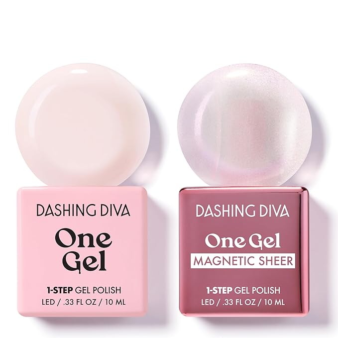 Dashing Diva One Gel Color & Magnetic Topper Duo - Lipgloss - Aristocrat & Iridescent Glitter Topper - 3-in-1 Base Coat, Nail Color & Top Coat - Gel Nail Polish Set