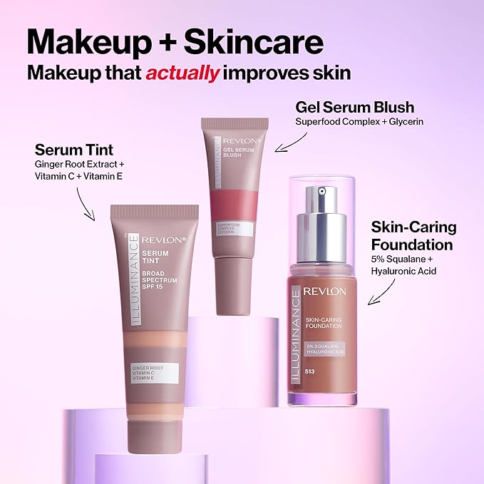 Revlon Illuminance Tinted Serum, Triple Hyaluronic Acid, Evens Out Skin Tone Over Time and Hydrates All Day, SPF 15, 409 Brulee, 0.94 fl oz.