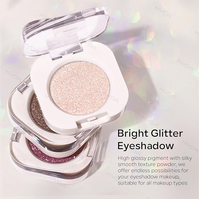 KYDA Single Glitter Eyeshadow, Bright Purple Diamond Glow Eyeshadow, Ultra-fine Lightweight Powder, Blendable Formula, Daily Glitter Eyes Makeup, Glam Rock