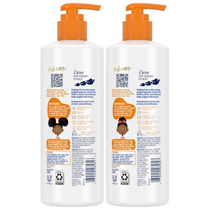 Dove Shampoo and Conditioner Set - Love Collection, Curly , Kids, Wavy Hair Products 17.5 Oz (2 Piece Set)