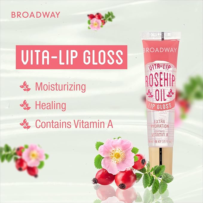 Ruby Kisses Broadway Vita-Lip Clear Lip Gloss (10 Pack), Hydrating & Soothing Formula with Vitamin, High-Shine Non-Sticky Lip Balm with Mint, Rosehip, Coconut, Mango, Argan, Honey, Shea, Cherry, Peach