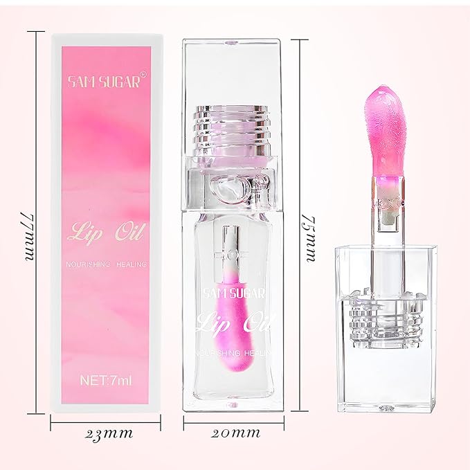 Color Changing Lip Oil,Clear to Pink Magic Big Lip