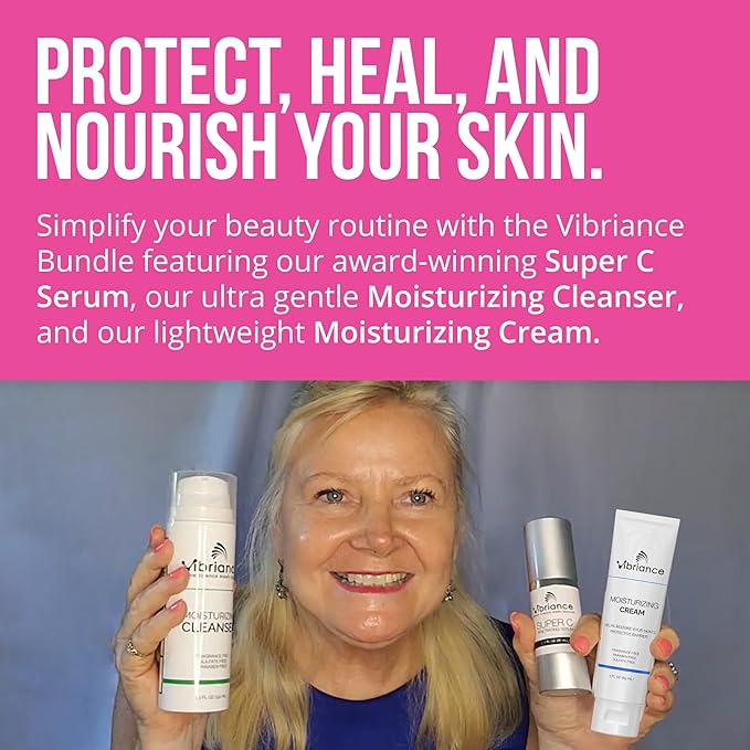 Vibriance Bundle Skincare Set | Super C Serum, Moisturizing Cleanser and Face Cream | Complete Kit for Radiant Beauty