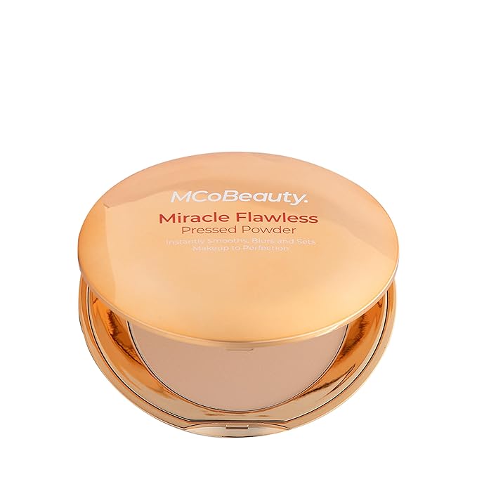 MCoBeauty Miracle Flawless Pressed Powder, Fair Shade, Oil-Control, Free Cosmetics