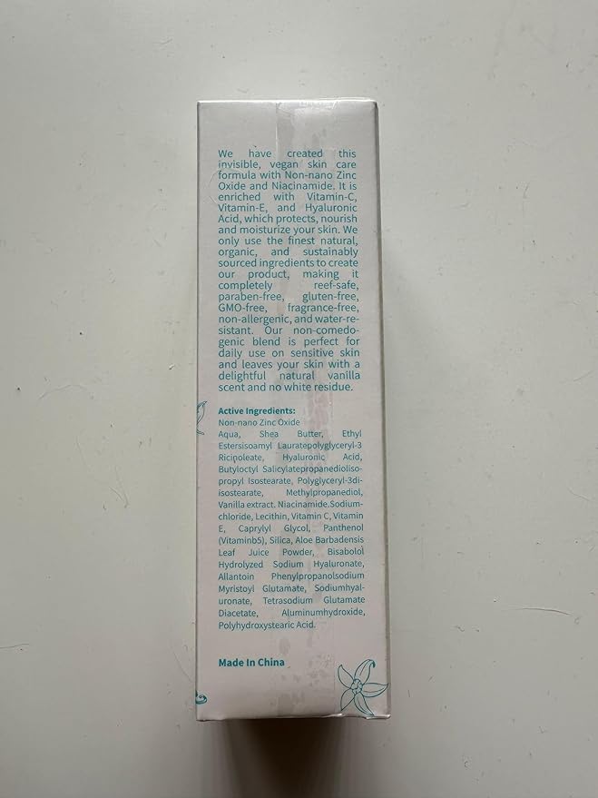 Natural Mineral & Invisible Moisturizing Sunscreen Serum with SPF 50 Lightweight Non-Greasy Zero Skin Burden Sunblock with Hyaluronic Acid Niacinamide Vitamin C Vitamin E & Non-Nano Zinc-Oxide