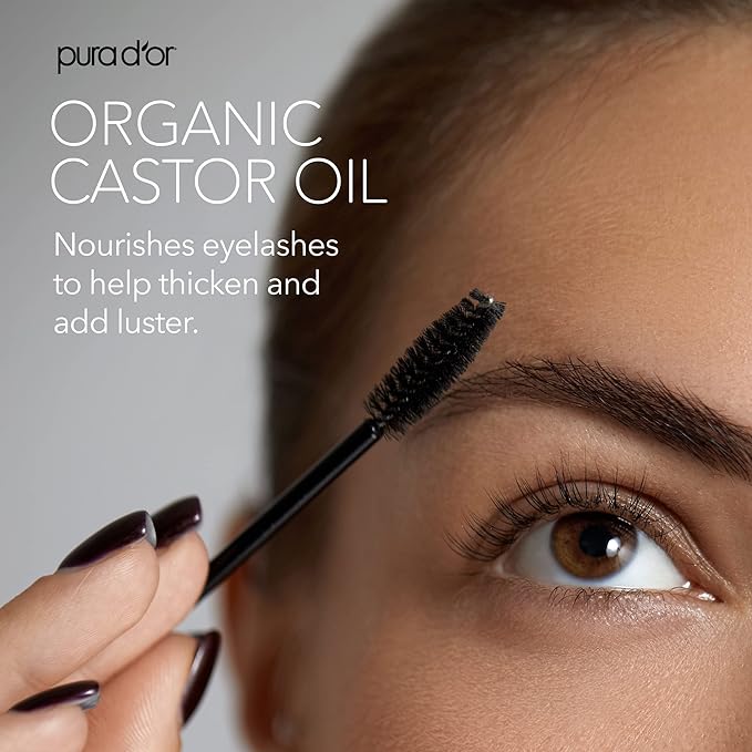 PURA D'OR 4 Oz ORGANIC Castor Oil - 100% Pure USDA Certified Cold Pressed, Hexane Free Eyelash & Eyebrow Serum - For Fuller, Thicker Lashes & Brows - Skin & Hair