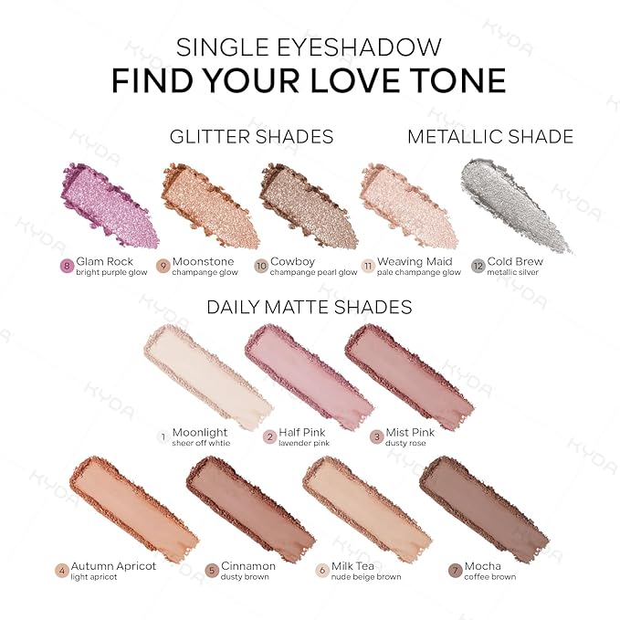 KYDA Single Matte Eyeshadow, Dusty Brown Eyeshadow, Ultra-fine Smooth Powder, Lightweight Blendable Formula, Daily Matte Eyes Makeup, Cinnamon