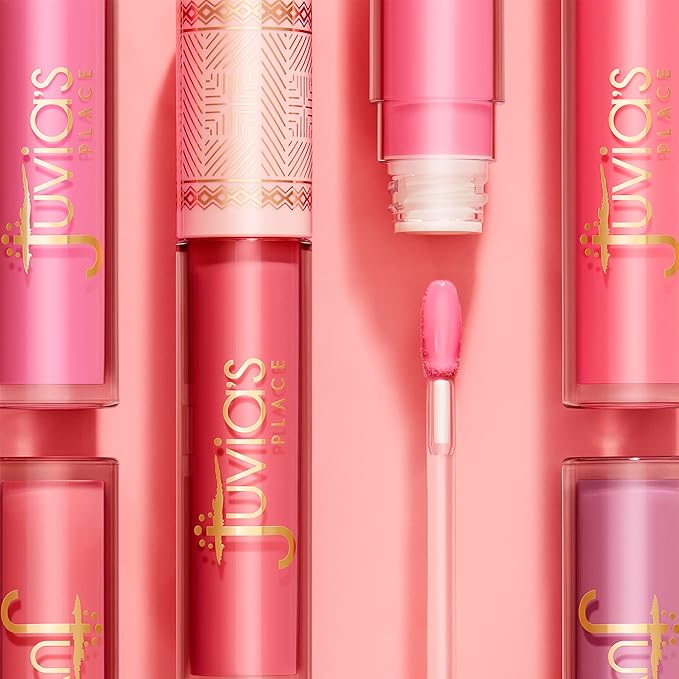 Juvia's Place Smoothie Lip Gloss Pink Melon - Hydrating Cream Lipgloss with Pink & Mauve Tones - Non Sticky Plumping Glosses - High Shine Lipgloss for Women - Lip Plumper with Cocoa Butter & Chia Oil