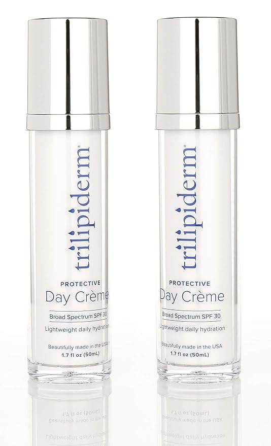 Trilipiderm Protective Day Crème, Broad Spectrum SPF 30 – 2-PACK – Lightweight, Fast-Absorbing Moisturizing Sunscreen, TSA-Friendly 1.7 Ounce Airless Pump Bottles