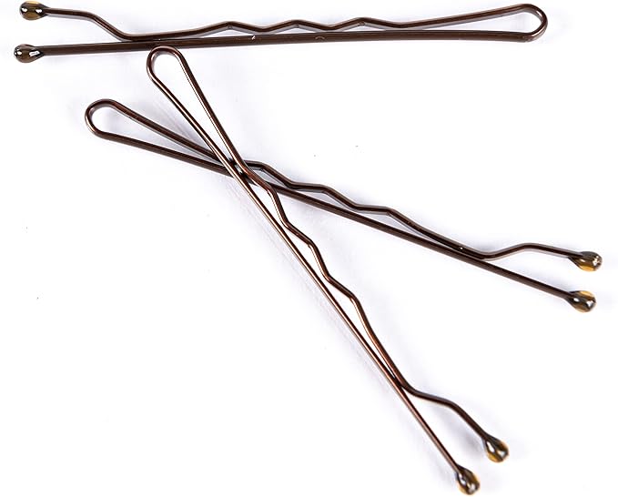 Amazon Basics Bobby Pins, Brown Hair Pins for all Hair types, 72 Count