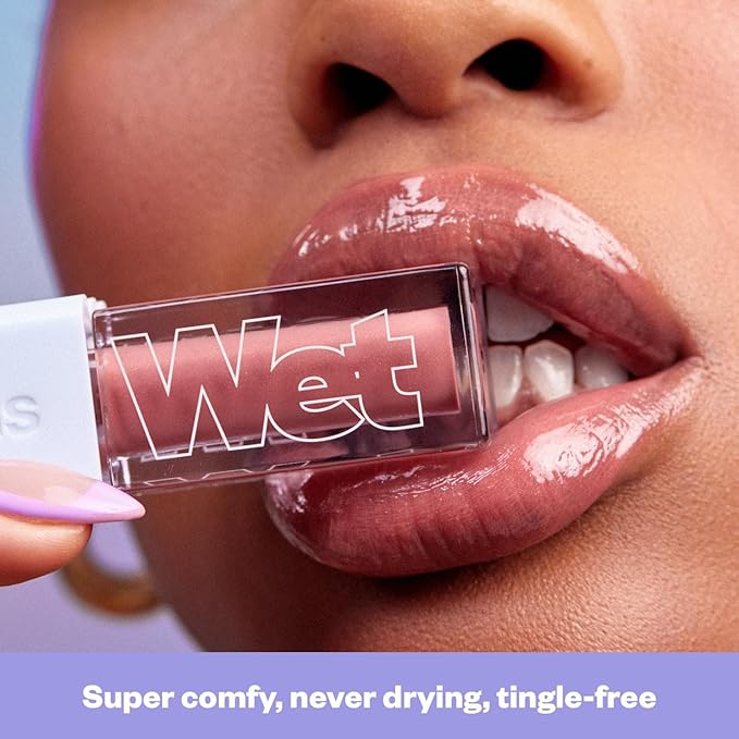 Kosas Wet Lip Oil Gloss - Hydrating Lip Plumping Treatment with Hyaluronic Acid & Peptides, Non-Sticky Finish (Unbuttoned)