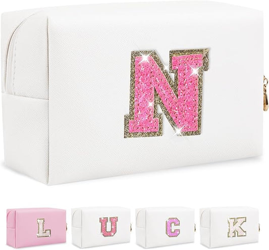 Personalized initial letter makeup bag,