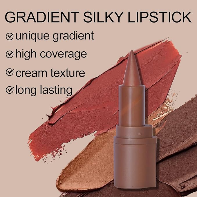 Erinde 2-in-1 Lip Liner and Lipstick Lip Combo Set, Matte Nude Dark Brown Red Lip Liner Creamy Lip Pencil Crayon, High Pigmented Long lasting Lipstick Makeup, 03# Caramel Brulee