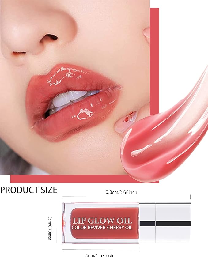 Plumping Lip Glow Oil - Hydrating Tinted Gloss, Reviver Oil, Long Lasting Moisturizing Clear Plumper Tint for Care and Dry Lips - Thanksgiving Makeup Gift for Women (#012 Rosewood)