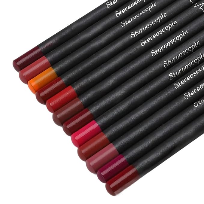 12Pcs Lip Liner Contour Pencil, Waterproof Lip Liner Contour Pencil Waterproof Matte Lipstick Set for Beauty Lovers Lipstick Pencil Makeup Tool Set Lip Contour Pencil Matte Lipstic