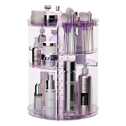 Rotating makeup organizer for vanity,