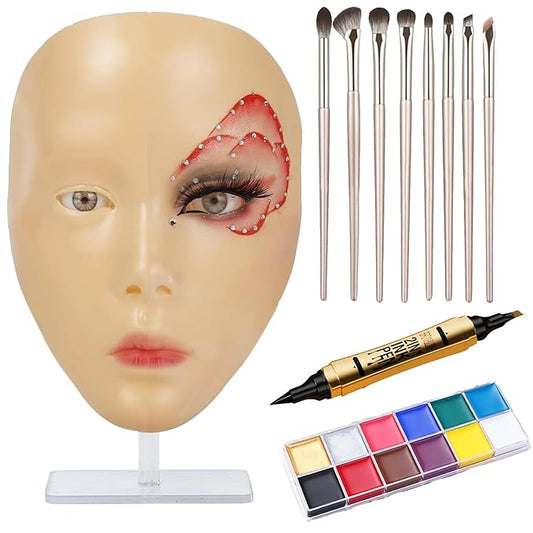 Makeup Practice Face, Eye Makeup Practice Head Silicone,