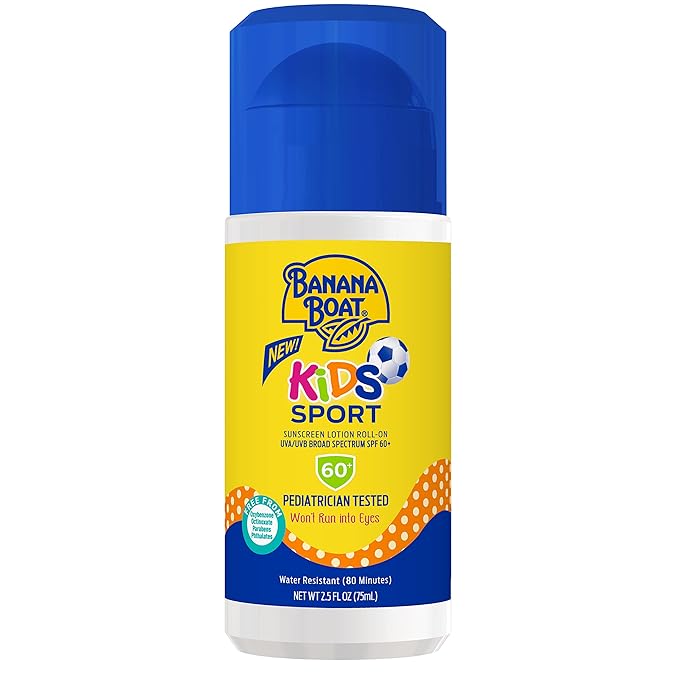 Banana Boat Kids Sport Sunscreen Roll On SPF 60, 2.5oz and Lip Balm SPF 50 Twin Pack | Kids Sunscreen Roller and Lip Sunblock