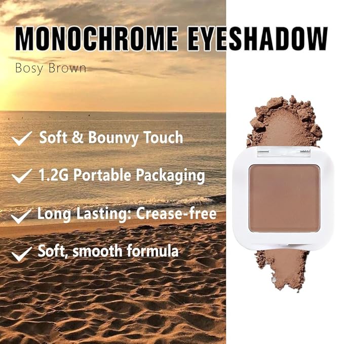evpct Matte Brown Eyeshadow Palette Makeup for Older Women, Light Rosy Brown Cream Eye Shadow Palette Single for Older Women Matte, Monochrome Natural High Pigment Mini Eyeshadow Sombra Para Ojos