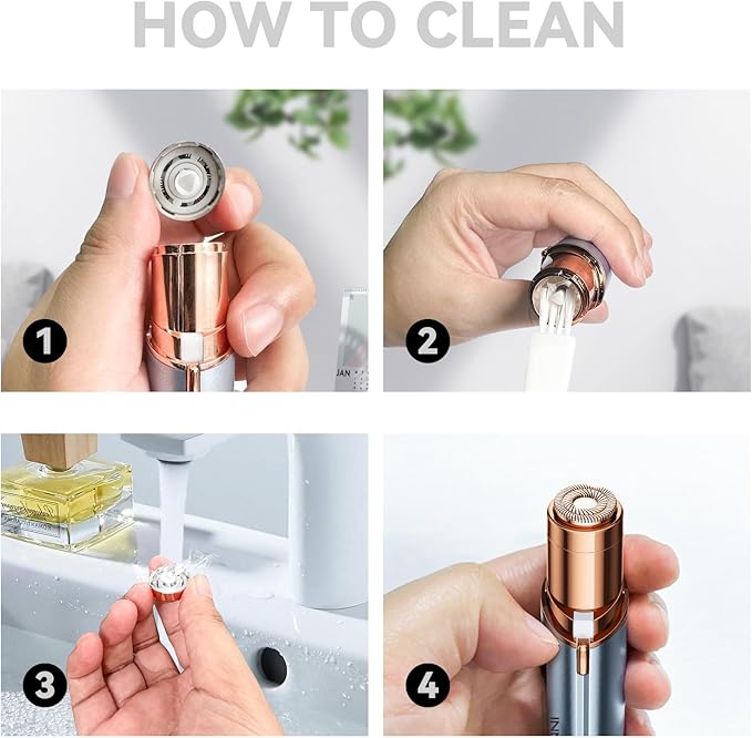 Facial Hair Remover for Women Ladies Upper Lip Hair Removal Electric Face Shaver with Rechargeable Battery Brush (White with 1 Replacment Head)