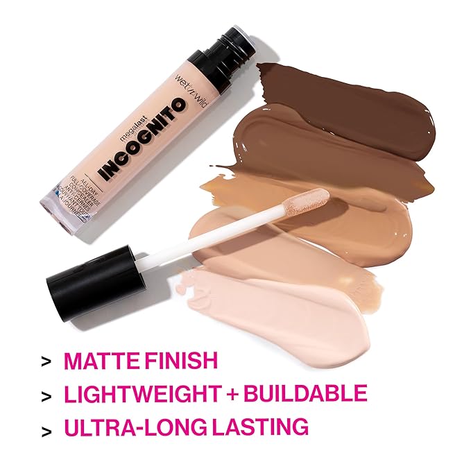 wet n wild Mega Last Incognito All-Day Full Coverage Liquid Matte Concealer, Light Beige, 0.18 Ounce