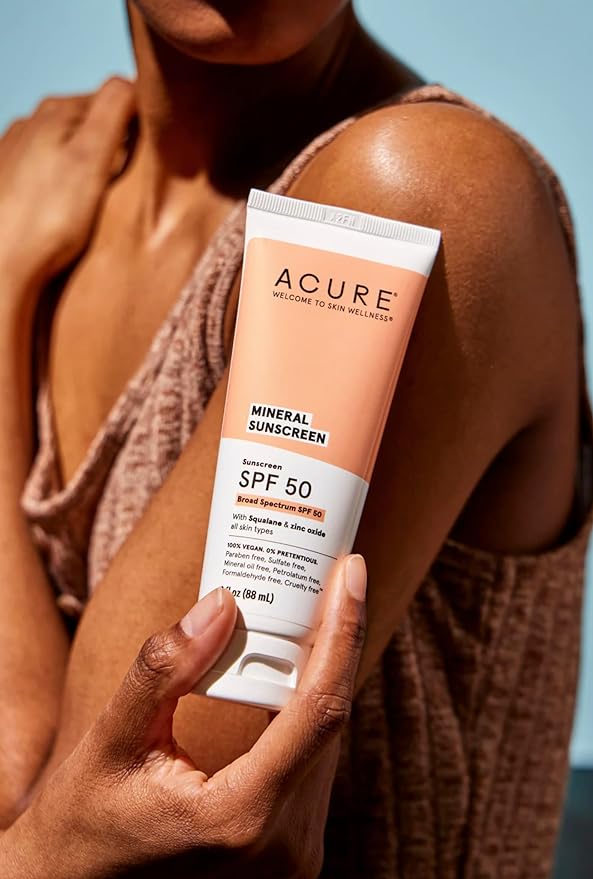 Acure Mineral Sunscreen SPF 50 | With Squalane & Zinc Oxide, 100% Vegan, 3 Fl Oz