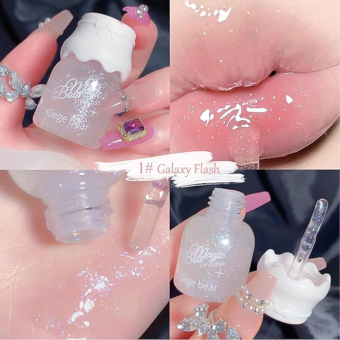 Petansy Mrettick 5 Colors Shimmer Lip Gloss Set Hydrating Lip Glow Oil Cute Hydrating Tinted Lip Transparent Balm Set Moisturizing, Long-Lasting