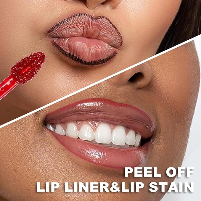 Peel Off Lip Tint, Wipe-On Colour Liquid Lipsticks, Tattoo Lip Glaze, Matte High Pigment Long Wear Waterproof Lip Contour Stain Non Smudge Transfer Proof Tear-off Lip Gross (#01, 0.12 floz)