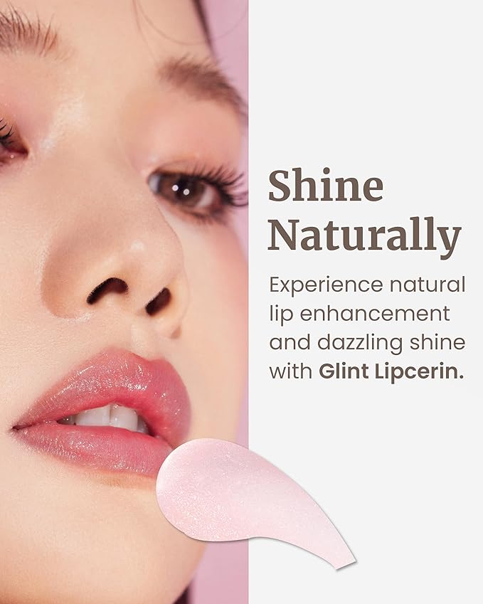 Glint Lipcerin (Pink Sparkle, 0.5fl oz) - Lasting Hydration, Plumping 5-in-1 Lip Care Gloss Balm with Glitter, Shea Butter. Korean Skin Care. Chapped, Dry, Cracked, Damaged Lips.