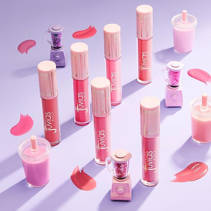 Juvia's Place Smoothie Lip Gloss Pink Velvet - Hydrating Cream Lipgloss with Pink & Mauve Tones - Non Sticky Plumping Glosses - High Shine Lipgloss for Women - Lip Plumper with Cocoa Butter & Chia Oil