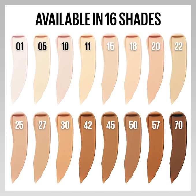 Maybelline Super Stay Liquid Concealer Makeup, Full Coverage Concealer, Up to 30 Hour Wear, Transfer Resistant, Natural Matte Finish, Oil-free, Available in 16 Shades, 18, 1 Count