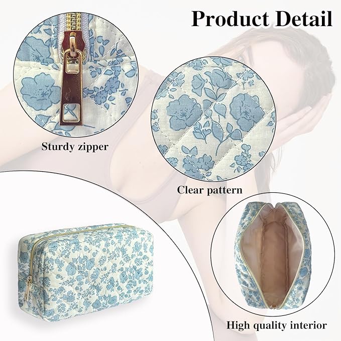 Quilted makeup bag floral makeup