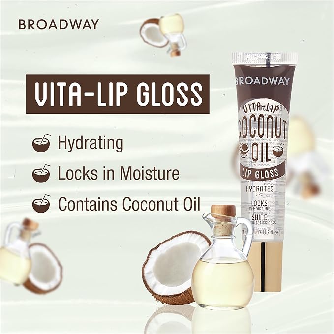Ruby Kisses Broadway Vita-Lip Clear Lip Gloss (4 Pack Mint, Rosehip, Coconut Oil, Lip Oil Treatment), Ultra-Hydrating & Soothing Formula with Multi-Vitamins, High-Shine Non-Sticky Finish Lip Balm