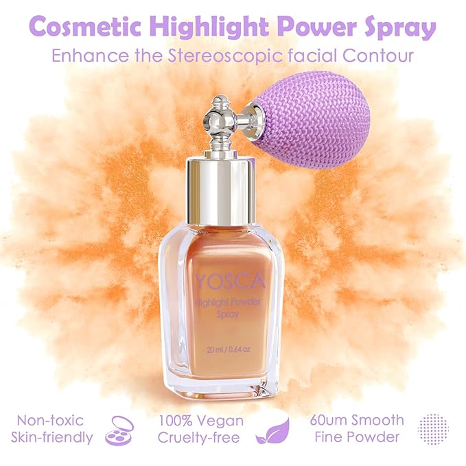 Yosca Highlighter Powder Spray, 20ML Cosmetic Grade Shimmer 20ML