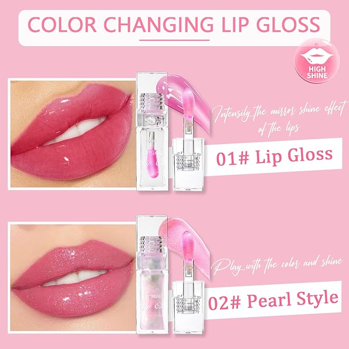 Bossup Color Changing Lip Oil，Magic Color Changing Lip Oil V2，Warm Change Moisturizing Lip Gloss，Hydrating Lip Gloss Lip Balm Lip Care，Long Lasting Non-sticky Nourishing Repairing Primer Lip Tint…