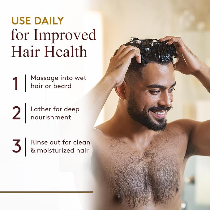 Okay for MEN Castor Oil Hair & Beard Shampoo - Hydrating Shampoo for Healthy Hair & Beard Growth, Moisturizing Care, Strengthen & Restore Damage, Natural, Sulfate-Free - 16 Oz