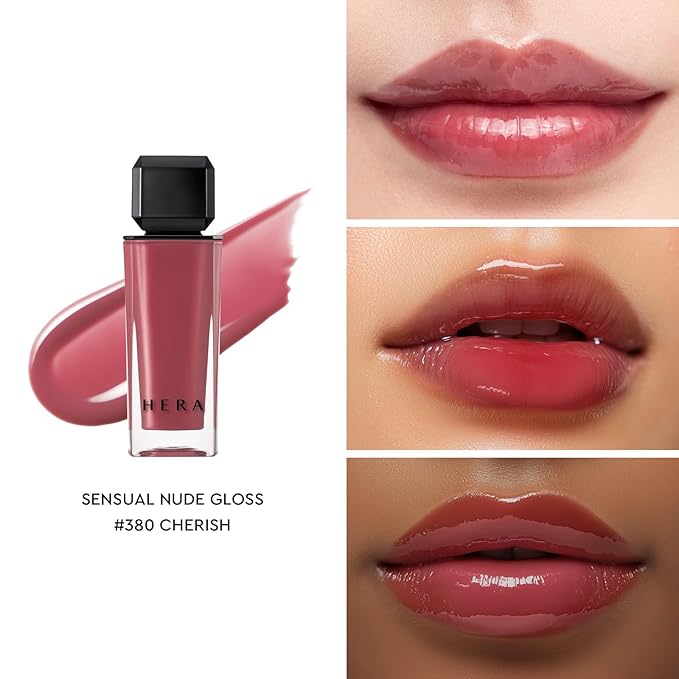 HERA Sensual Nude Lip Gloss #380 CHERISH | Volumizing Sheer & Glossy Finish, Non-sticky, Moisturizing and Hydrating, Korean Makeup, 0.17 oz. (5g)