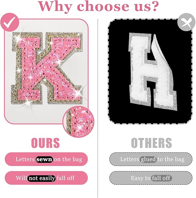 Initial letter patch makeup bag,