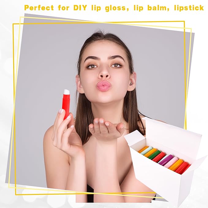 96 Pcs 5g Lip Balm Tubes bulk Plastic Empty Lip Balm Containers Refillable Rotatable Lipstick Tubes DIY Lip Gloss Balm Tube Holder for DIY Cosmetic, 8 Colors