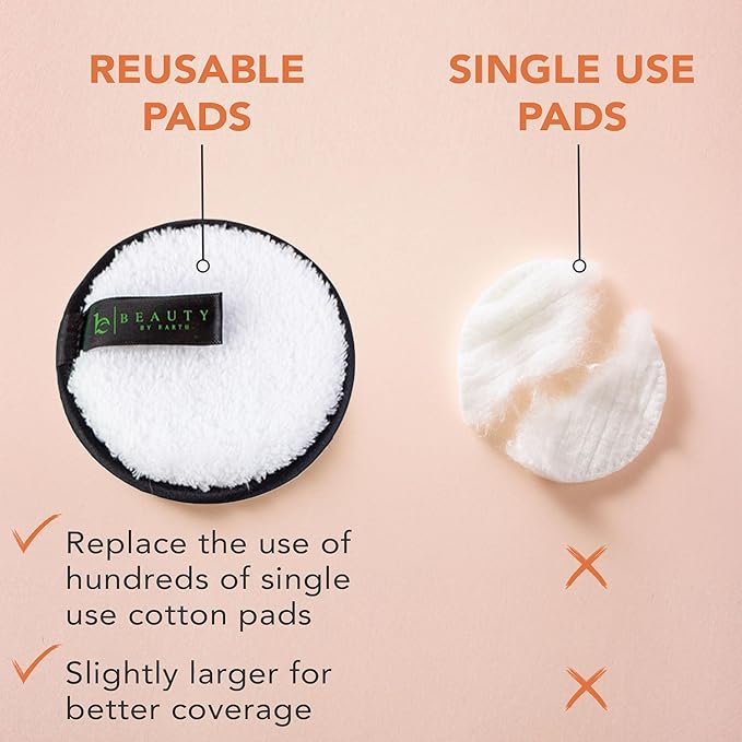 Reusable Makeup Remover Pads - 5 Large Premium Quality Microfiber Cloths for Makeup Removal, Ultra Soft & Durable, Gentle Cleansing Rounds for Face for All Skin Types, Includes Washable Bag