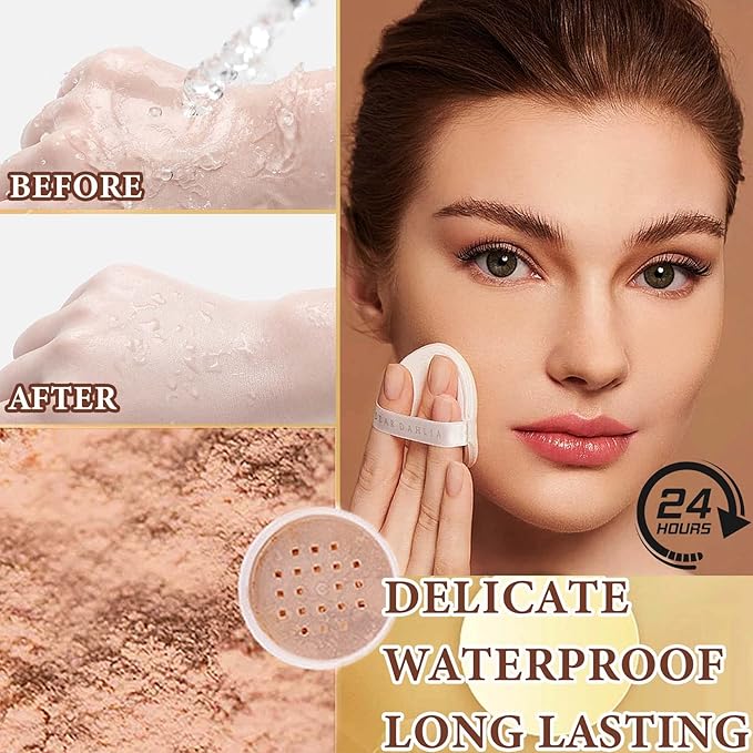 Loose Face Powder,Oil Control Loose Face Setting Powder Effect Makeup(3#)