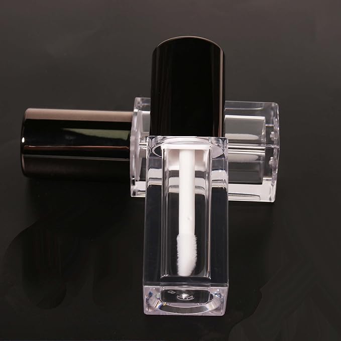COSIDEA 20pcs 5ml Square empty lip gloss tubes bulk with wand unique rectangular lipgloss tube with round cap